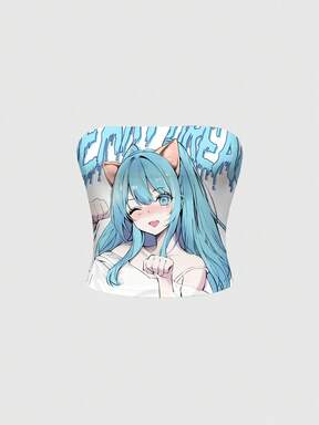 Anime Y2K Vintage Graphic Tight Fitted Cropped Camisole Top