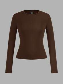 SHEIN EZwear 4pcs Women Crew Neck Casual Fitted Long Sleeve T-Shirt Set, Spring/Autumn/Winter Basics Tops Women Women Long Sleeve Tops Multi Pack Tops Carnival - Multicolor - View 9