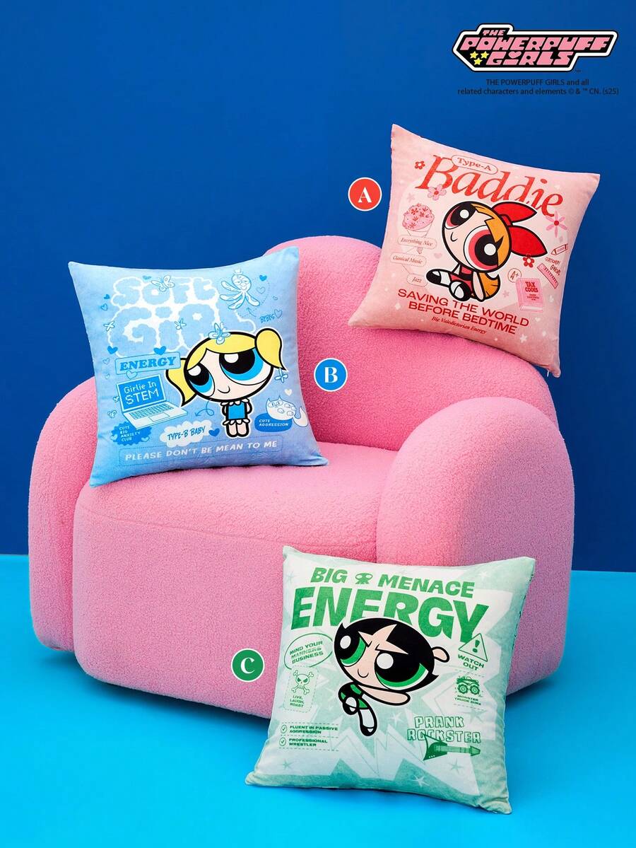 THE POWERPUFF GIRLS X Joivida 1pic Cute Powerpuff Girl Pillowcase (Filler Not Included), Comfortable Fleece Fabric, 45*45cm