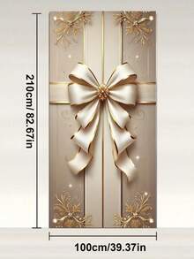 Elegante faixa de porta com laço branco e dourado, decoração de Natal e inverno, 89 x 178 cm, poliéster. - Multicolorido - Ver 3