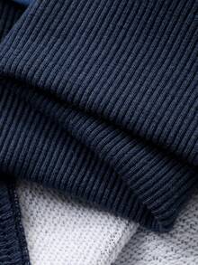 DAZY 少女针织条纹高领长袖T恤，秋冬季 - 藍色 - 查看 3