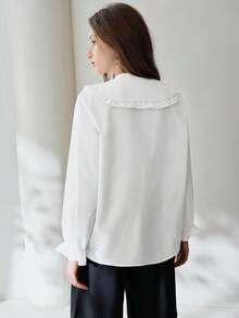 Aveloria Modichic French Retro Peter Pan Collar Tie Long Sleeve Blouse - White - View 3
