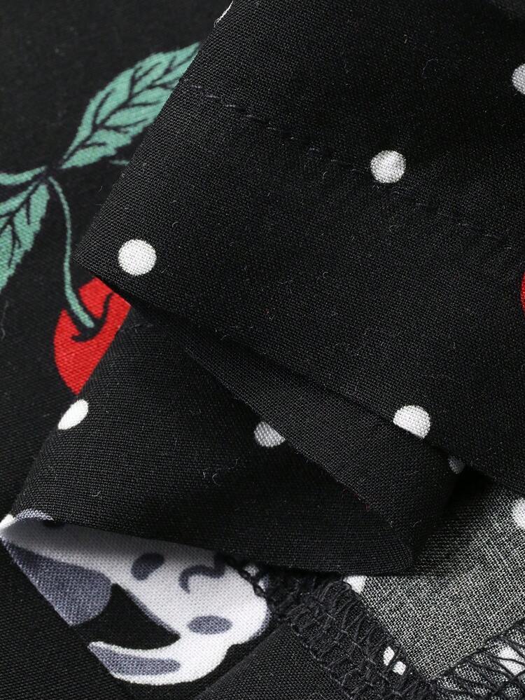 Cherry Dog Print Loose Women Pajama Bottoms