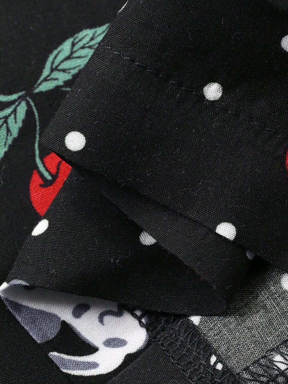 Cherry Dog Print Loose Women Pajama Bottoms