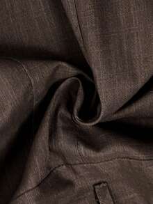 Easowa 纽扣前开襟长袖休闲宽松通勤复古风女式短裙 - 棕色 - 查看 8