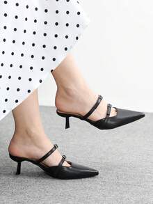 CUCCOO BIZCHIC Women's Fashionable Elegant Pointed Toe Pumps, Suitable For Party And Commute Valentine's Day - Black - View 1