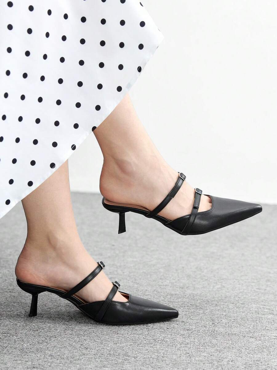 CUCCOO BIZCHIC Women's Fashionable Elegant Pointed Toe Pumps, Suitable For Party And Commute Valentine's Day - Black - View 1