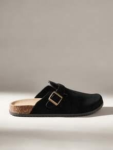 Solecia Men's Buckle Design Casual Everyday Vacation Flat Sandals - Black - View 1