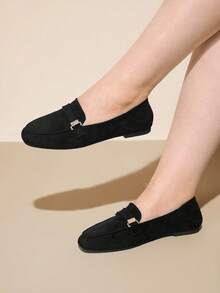 CUCCOO CURVES 女士百搭时尚宽楦平底鞋，适合日常穿着 - 黑色 - 查看 4