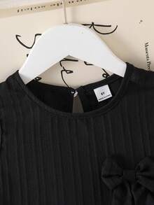 Elladie kids Young Girls Sleeveless Textured Fabric Mid-Length Casual Dress, Front Bowknot Decor Design, Elegant And Cute Black Summer Dress For Girls Black Dress With Bows For Girls Black Dress For Tweens Girls Sleeveless A-Line Dress Girls Casual Dress Girls Sleeveless Aline Casual Dress - Black - View 7