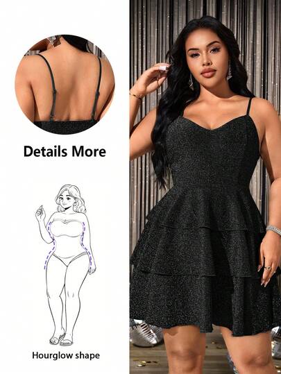 Hourglow Đầm dự tiệc nhiều lớp đính sequin thời trang dành cho nữ cỡ lớn