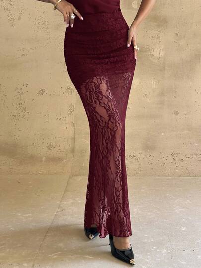 Firerie Women's Elegant Romantic Fashion Commute Sexy Black Lace Skirt, Tight Lace Skirt, Beach Holiday Ladies Skirt, Back To School Graduation Season Women's Wear, Romantic Date, Birthday, Easter Ladies, Carnival In Brazil, Music Festival, Wedding Season, Brunch Ladies Dress, Bohemian Style, Fairy Style Skirt