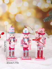 3-4pcs/Set 13cm Nutcracker Hanging Ornaments, Nutcracker Soldier Christmas Tree Pendants, Creative Wooden Puppet Soldier Christmas Decorations, Home Holiday Decor, Suitable For Christmas Party, Holiday Decor, Home Decor, Party Favors, Room Decor - Multicolor - View 7