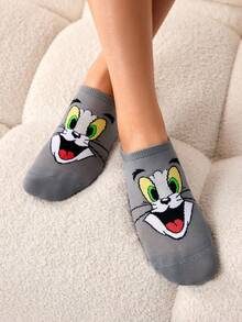 TOM & JERRY X SHEIN 5Pairs Soft Thin Breathable Women Invisible Socks Moisture-Wicking Low Cut No-Show Socks Fashionable Casual Cute Cartoon Multicolor Boat Socks For Spring & Summer,Graphics Socks,Unisex Men - Multicolor - View 6