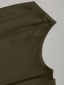 Sweetra Áo liền thân ôm sát, hở vai, thoải mái và đa năng. - xanh quân đội - Xem 4