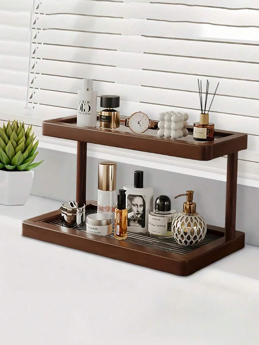 1 Kệ có chân đế chống trượt, tiết kiệm không gian, đa chức năng, dùng để đựng mỹ phẩm, gia vị, lọ, giỏ, trang trí mặt bàn bếp, hoàn thiện tự nhiên, giúp sắp xếp đồ đạc trong nhà.