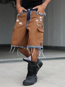 Manfinity EMRG Quần short denim nam kiểu dáng thường ngày, có túi và gấu quần rách, thích hợp để mặc hàng ngày. - Nhiều màu - Xem 9