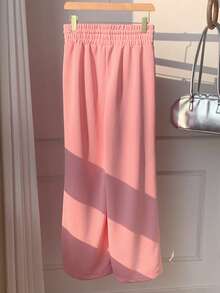 SHEIN EZwear Solid Color Drawstring Casual Loose Sweatpants Graduation,Back To School Outfits,Graduation,Teacher Outfits For Women,Back To School - Pink - View 2