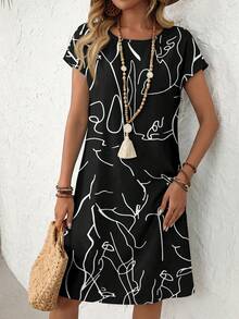 EMERY ROSE Đầm ngắn nữ in họa tiết tối giản, phong cách nghỉ dưỡng, thích hợp cho mùa hè, thường ngày. - Nhiều màu - Xem 4