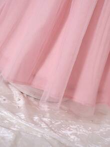 Glamorique Kids 女童红色泡泡袖珍珠装饰时尚连衣裙，网纱设计，适合圣诞节及各种场合