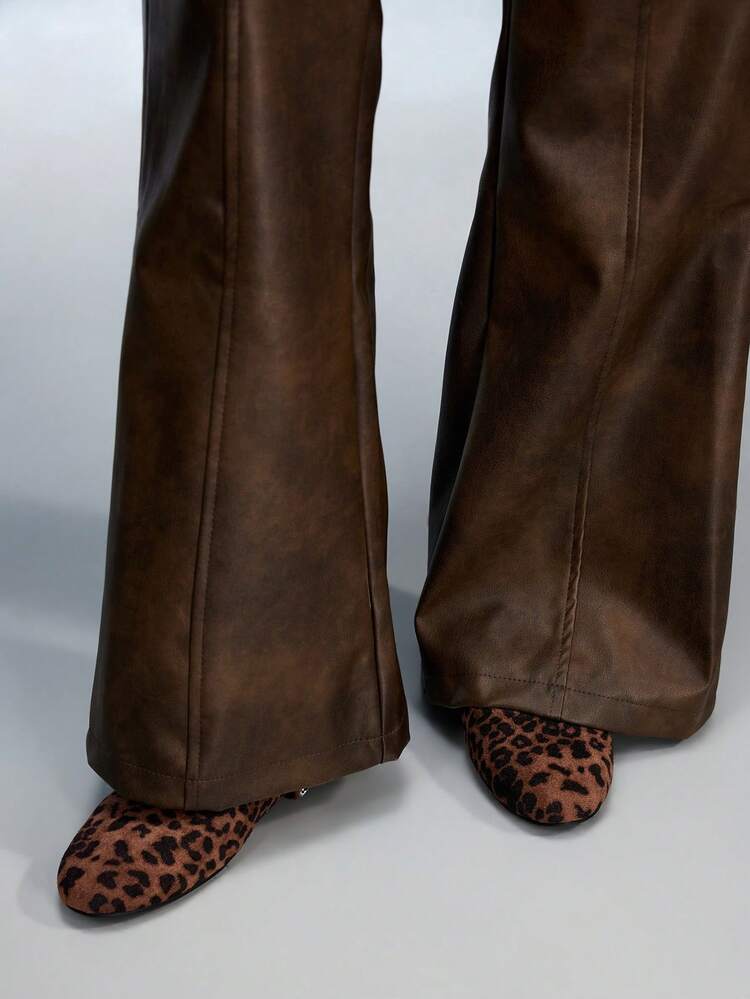 CUCCOO GRLICON Women's Leopard Print Buckle Design Casual Flat Loafers