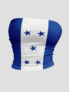 EMERY ROSE Áo ống mùa hè cỡ lớn dành cho nữ, áo ống in cờ Honduras World Cup. - Nhiều màu - Xem 3