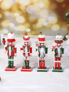 3-4pcs/Set 13cm Nutcracker Hanging Ornaments, Nutcracker Soldier Christmas Tree Pendants, Creative Wooden Puppet Soldier Christmas Decorations, Home Holiday Decor, Suitable For Christmas Party, Holiday Decor, Home Decor, Party Favors, Room Decor - Multicolor - View 8