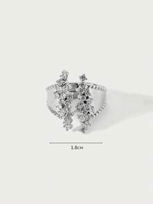 Glisma 1 chiếc nhẫn vàng có họa tiết, ánh kim, đính đá lấp lánh, thanh lịch, dễ thương, sang trọng. Thích hợp cho công việc, tiệc tùng, thường ngày, đám cưới, kỳ nghỉ, du lịch, cắm trại, phong cách Y2K, dành cho mẹ, phụ nữ, bé gái, lễ hội, kỳ nghỉ, du lịch, người giàu có lâu đời, gợi cảm/sang trọng, mùa hè/bãi biển/dạ hội, nhiều lớp/đá quý/hạt/pha lê, quyến rũ/dày dặn. - Bạc - Xem 7