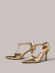 CUCCOO SZL Women's Elegant Pointed Toe Pumps For Commuting - Gold - View 8