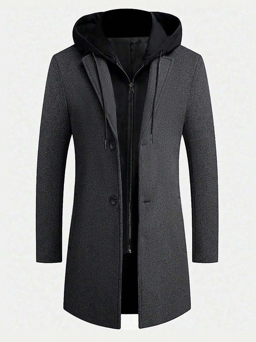 Manfinity Homme Men's Color Block Zip-Up Hooded Jacket, Autumn/Winter Men Long Coat Mens Coats Men Outerwear Man Dress Jacket Mens Clothing  Men Hooded Coat Men Dress Jacket Old Money Daily Leisure, Weekend Trips, Outdoor Activities, Travel Expeditions, Relaxed Work Environments Or Semi-Formal Occasions,Boyfriend/Husband Gift, Anniversary Gift Christmas Outfits