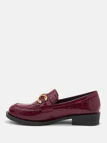 CUCCOO CURVES Ballerines larges pour femmes, élégantes et polyvalentes, ornées de métal, idéales pour les trajets quotidiens - Rouge foncé - Voir 9