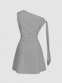 Celisse 女士不对称系带腰部短裙 - 淺灰色 - 查看 2