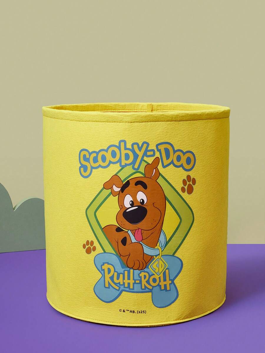 SCOOBY-DOO X SHEIN 可折叠毛毡收纳篮,适用于家庭和宿舍,可收纳杂物、零食、玩具、衣物、化妆品等,美式风格 - 棕色 - 查看 1