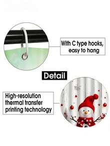 1/3/4件套雪花雪人圣诞浴帘浴室套装，防水耐磨配件，带12个挂钩 - 包括马桶座套、浴垫和地毯 - 防滑涤纶面料 - 可水洗 - 非常适合节日装饰、家居/卧室/房屋/西式装饰。 - 彩色 - 查看 6