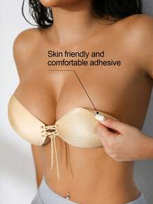 NudeFit 1片装女士自粘交叉胸贴 - 杏色 - 查看 5