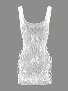 SHEIN 1pc Women's Sexy Leopard Print Fishnet Bodycon Mini Skirt, Suitable For Outings, Parties, Nightclubs - White - View 3