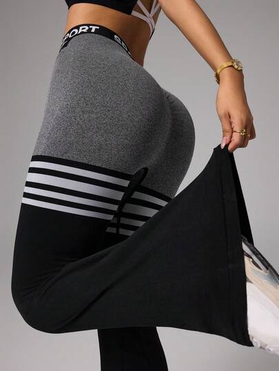 Dewbera Sömlösa högelastiska kvinnors bokstavs-korsband med resårband Yoga Fitness Löpning Casual Dam Sportbyxor