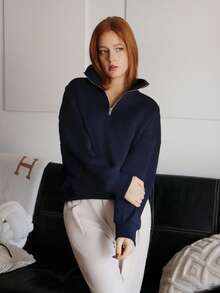SILVIA DI SANTO Damen Loose Zip-Up Hoodie - marineblau - Übersicht 1