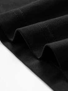 Camiseta de manga corta con cuello redondo para hombre, moda urbana, que combina con todo, primavera y verano, camisa basica estampada de ariba abajo - Negro - Ver 4