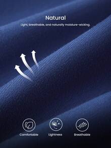 LUVLETTE Soft 100% Pure Cotton Contrast Trim Basic Button-Up Top & Pants Loungewear Pajama Set Pyjama - Navy Blue - View 5