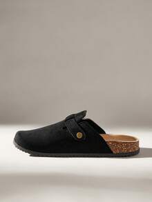 Solecia Men's Buckle Design Casual Everyday Vacation Flat Sandals - Black - View 3