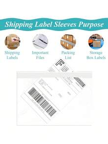 Shipping Label Sleeves 6.69*9.84in(17*25cm)- Strong Adhesive Back For Secure Package Labeling, Protects Documents With Packing Slip Pouches -Packing Sleeves For Mailing And Packaging - 17*25cm - View 2