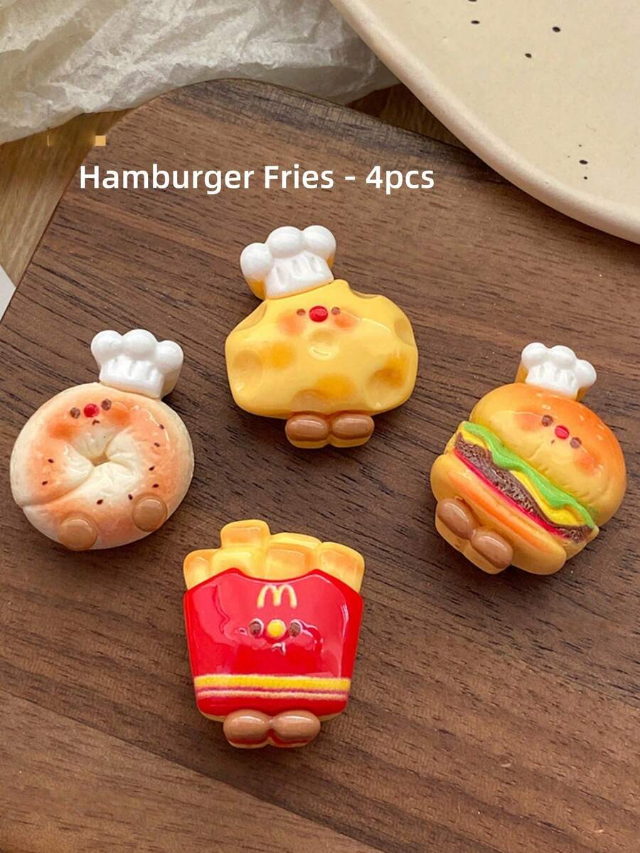 Zazumi 4PCS Mini Food Fridge Magnets Creative Cartoon Bread Simulation Magnetic Stickers Cute Home Decor Kitchen Office Accessories Fun Gift Collection Christmas Birthday Party - Multicolor - View 1