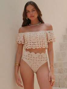 Swim Oasis Women's Solid Color Hollow Out Tankini Swimsuit Set