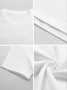 Korean Style Graphic Print Short Sleeve T-Shirts Preppy School Casual Daily Wear BFF Matching Tops Minimalist Fashion Ins Trendy Tees - Blanco - Ver 6