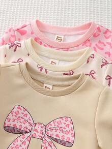 Cozy Pixies 3件套女婴蝴蝶图案针织柔软圆领长袖套头卫衣套装