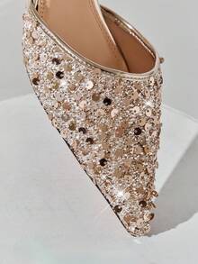 SHUZIA Tacones de aguja con tira de tobillo y tacón de gatito, de moda y sexy para mujeres - Oro rosa - Ver 6