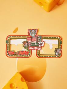 TOM & JERRY X SHEIN 2pcs Cute Cartoon Animal Pattern Paper Party Glasses - Multicolor - View 3