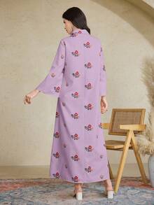 Al Najma Women's Turkish Long Tunic & Arabian Traditional Long Robe Dress, Kaftan & Jalabiya - Purple - View 6