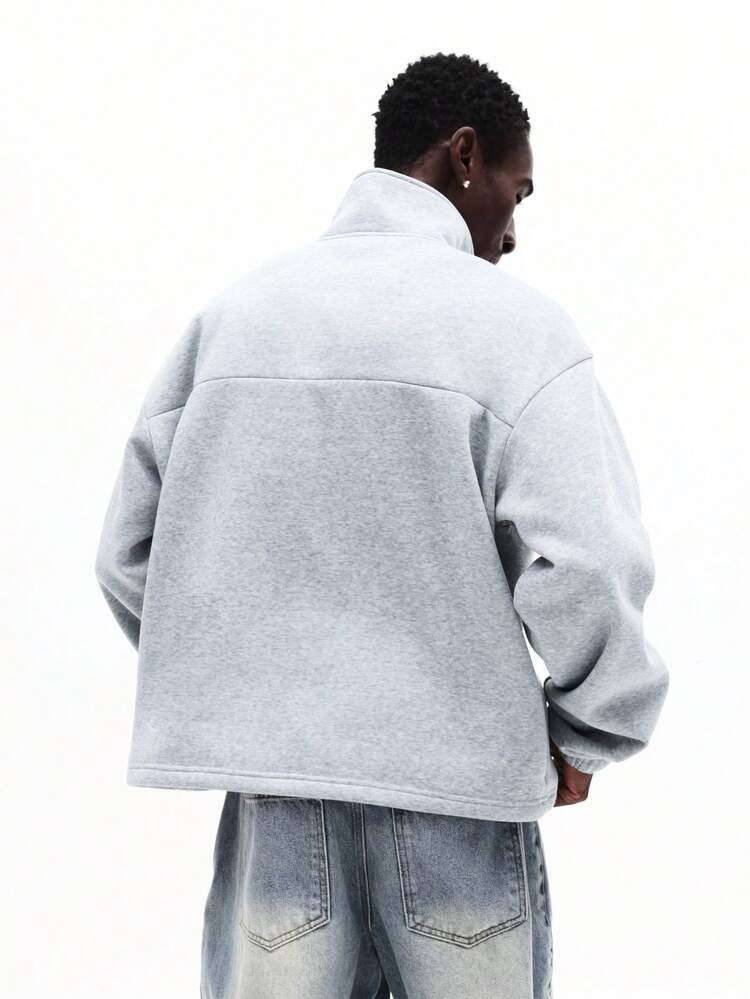 Half-Zip Pullover Sweatshirt With Funnel Neck